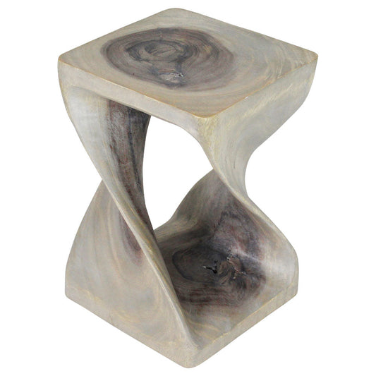 Haussmann® Original Wood Twist Stool 12 X 12 X 18 In High Grey Oil