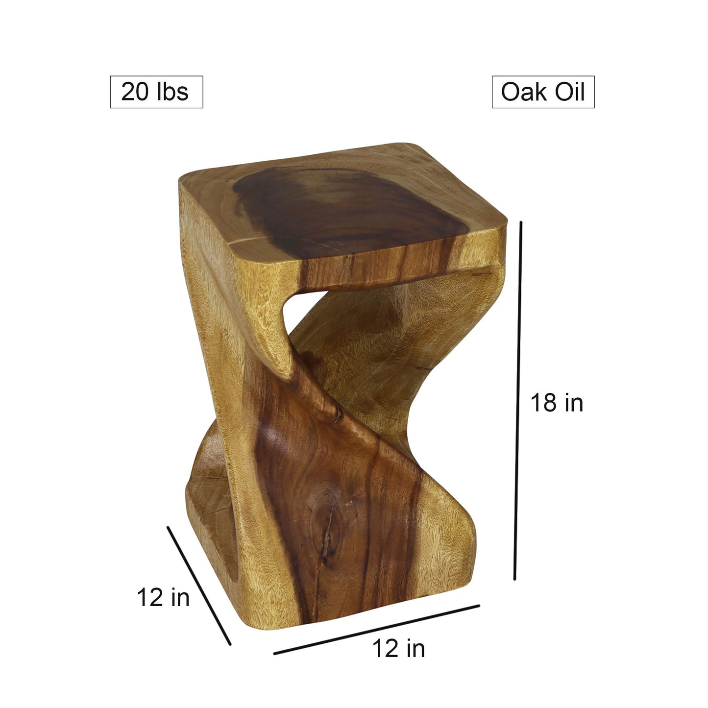 Haussmann® Original Wood Twist Stool 12 X 12 X 18 In High Oak Oil