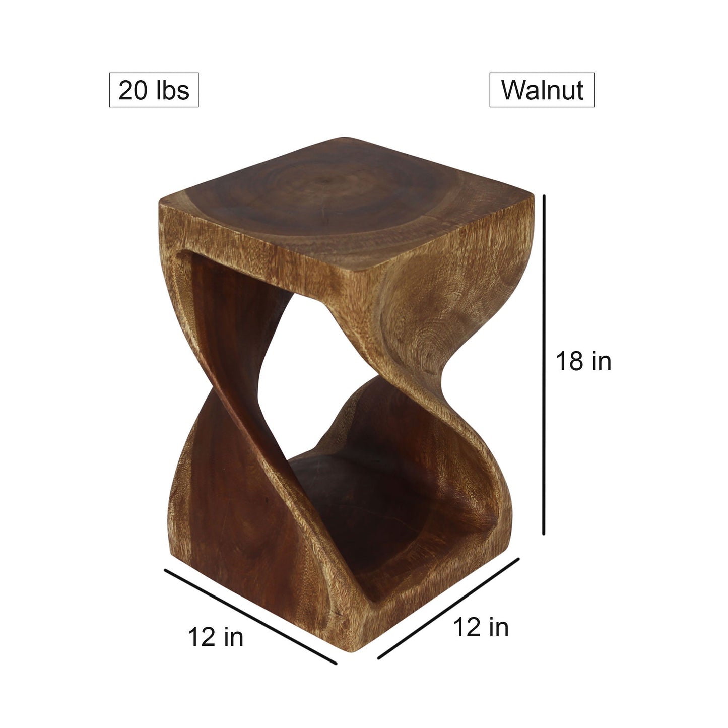 Haussmann® Original Wood Twist Stool 12 X 12 X 18 In High Walnut Oil