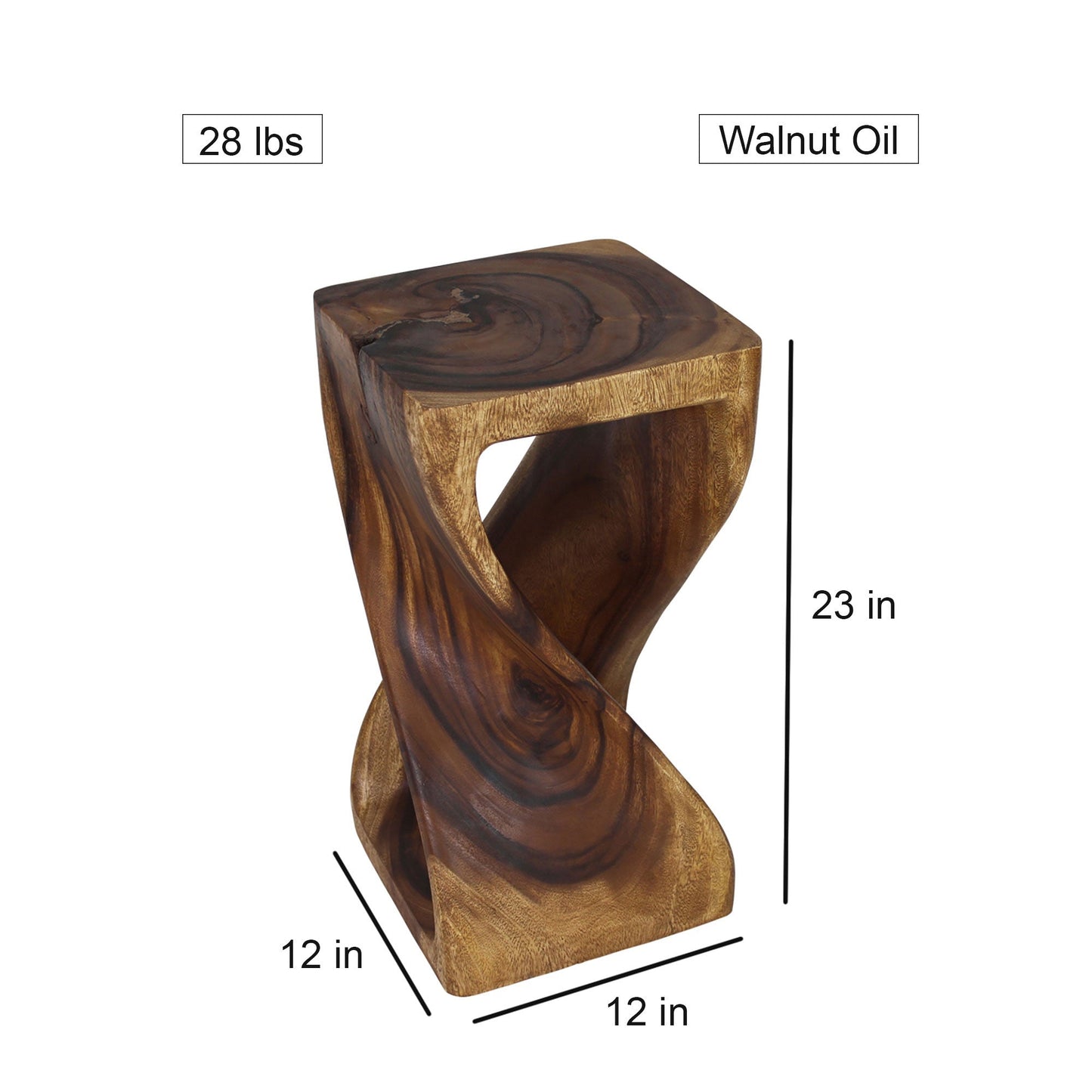 Haussmann® Original Wood Twist Stool 12 X 12 X 23 In High Walnut Oil
