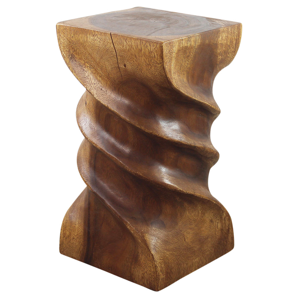 Haussmann® Wood  Triple Twist stool-stand 12 in SQ x 22 in H Walnut Oil