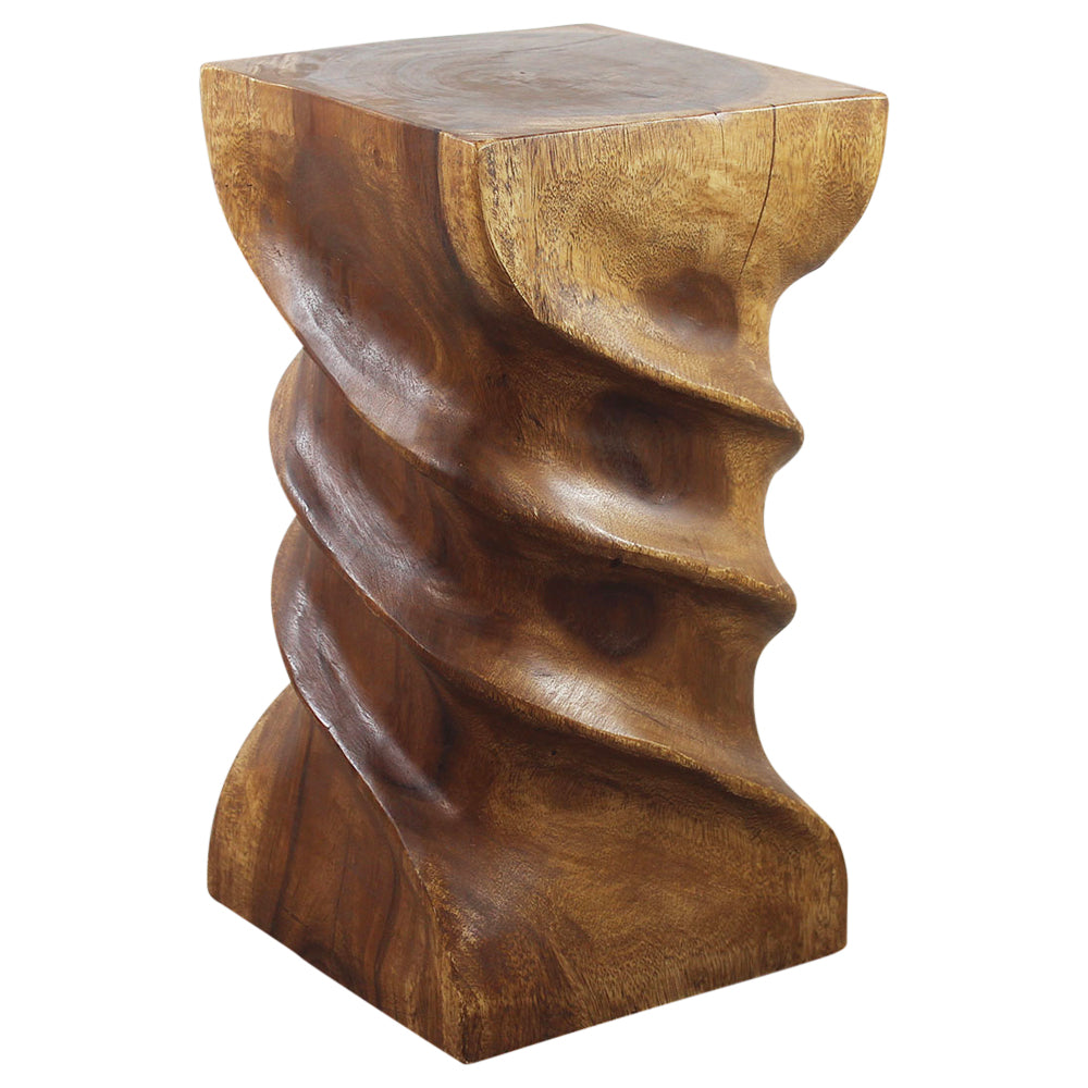 Haussmann® Wood  Triple Twist stool-stand 12 in SQ x 22 in H Walnut Oil