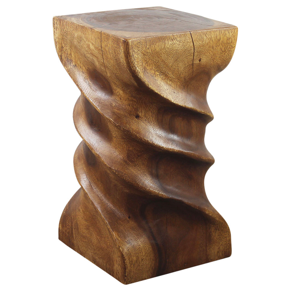 Haussmann® Wood  Triple Twist stool-stand 12 in SQ x 22 in H Walnut Oil