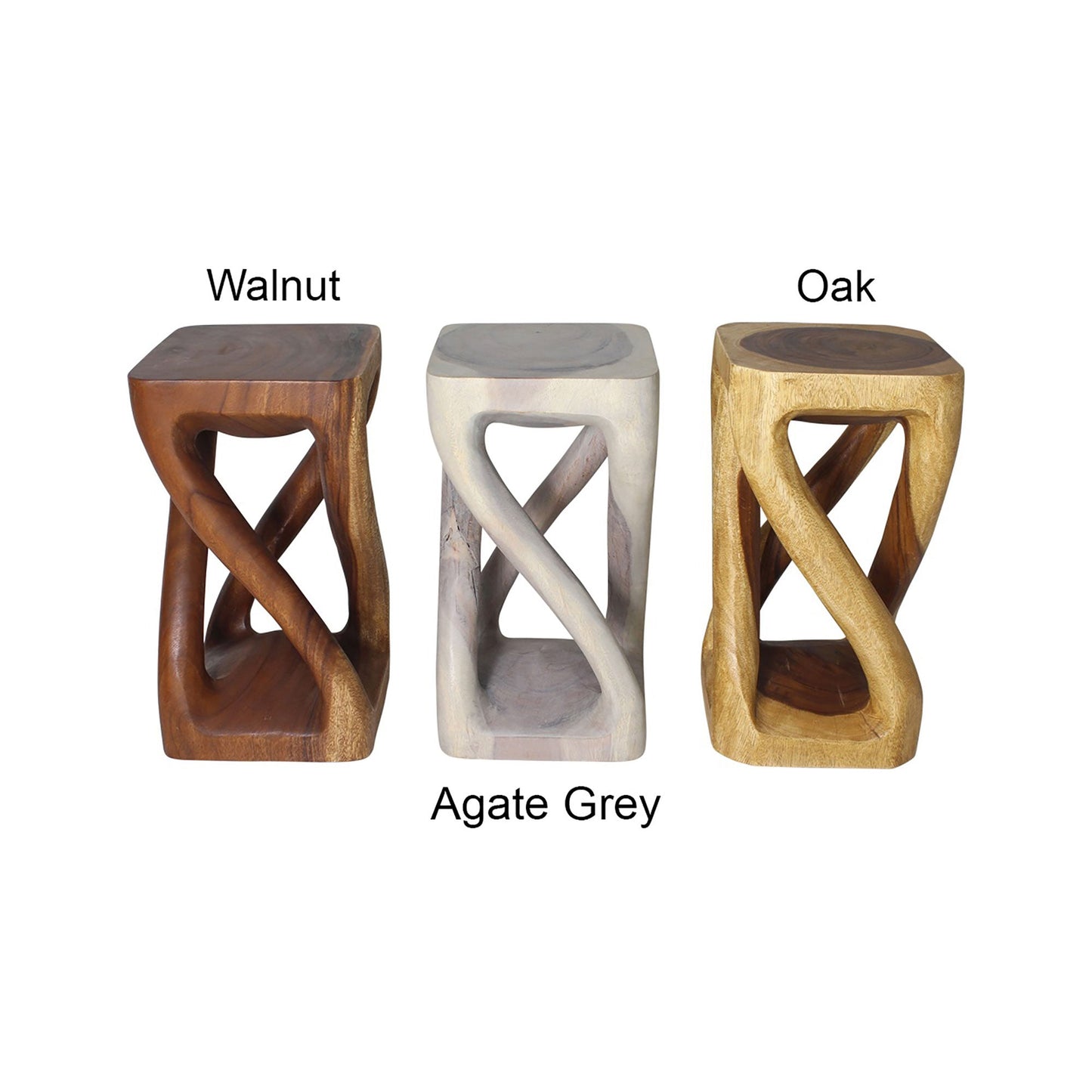 Haussmann® Wood Vine Twist Stool Accent Table 12 in x 22 in H Oak Oil