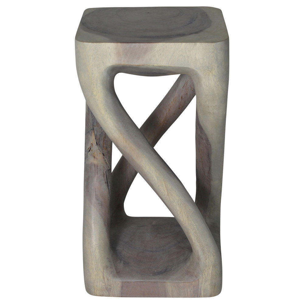 Haussmann® Wood Vine Twist Stool Accent Table 12 in x 22 in H Grey Oil