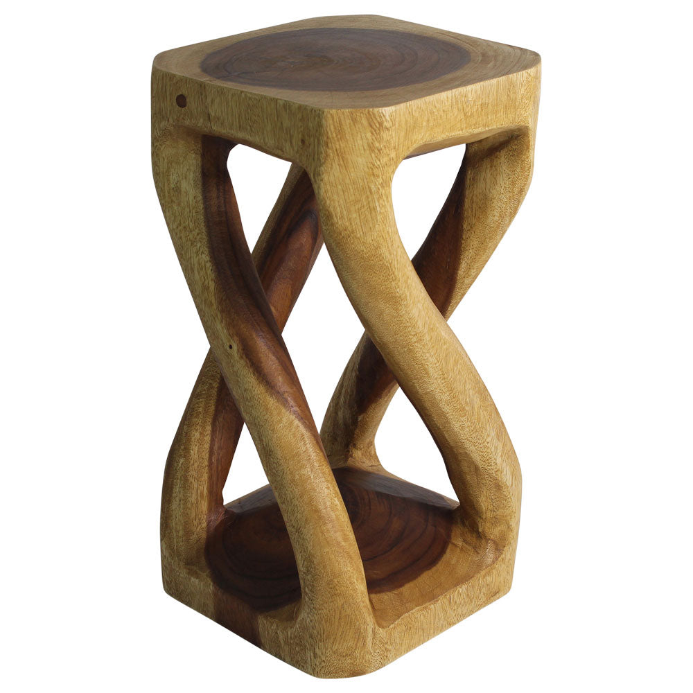 Haussmann® Wood Vine Twist Stool Accent Table 12 in x 22 in H Oak Oil