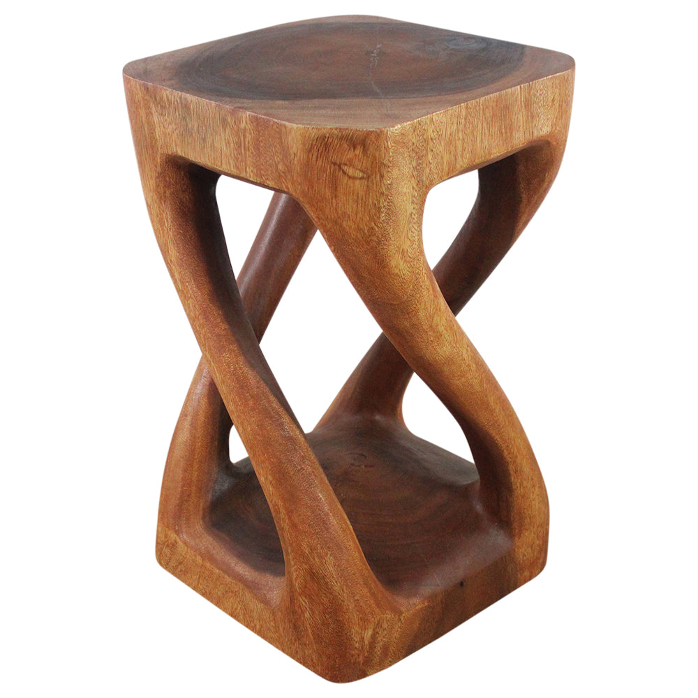 Haussmann® Wood Vine Twist Stool Accent Table 14 in x 23 in H Cherry Oil