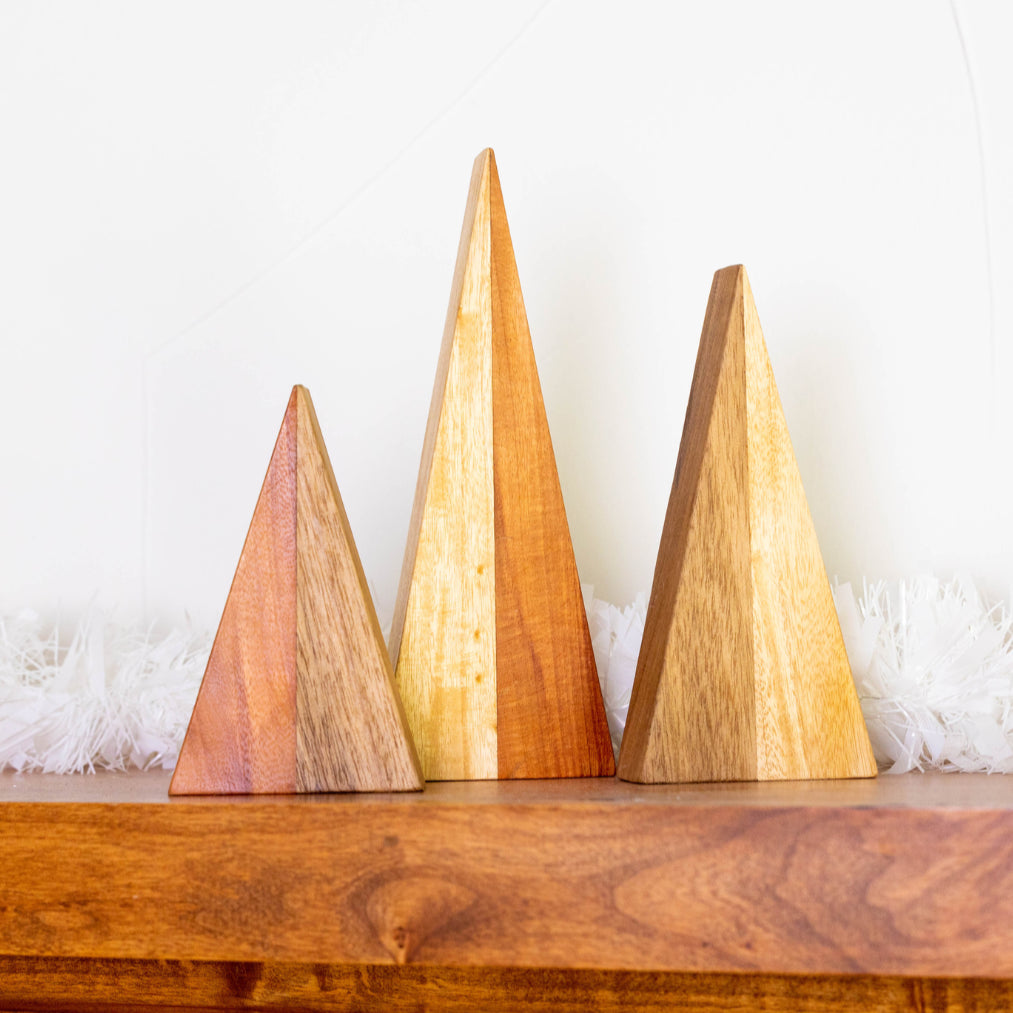 Reclaimed Wood Standing Christmas Trees - Set of 3