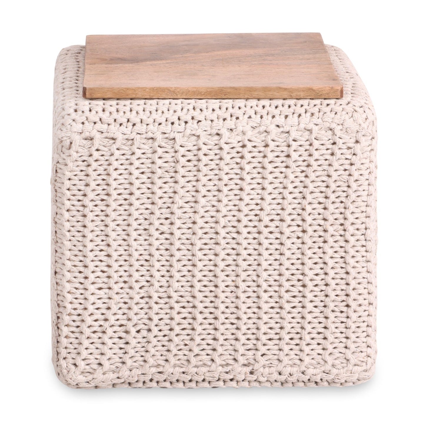 Amayah Pouf with Wooden Tray