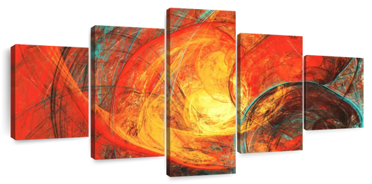 Flaming Sun Dynamic Abstract Wall Art