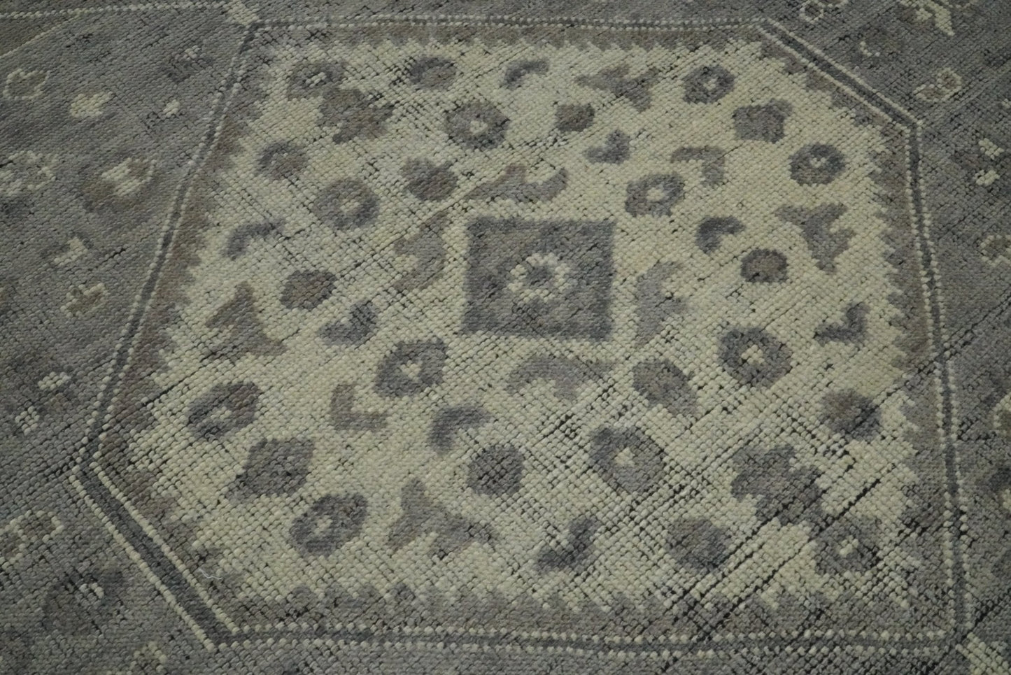 Custom Made Vintage Distressed Hand Knotted Serapi Gray and Beige Traditional Antique Area Rug
