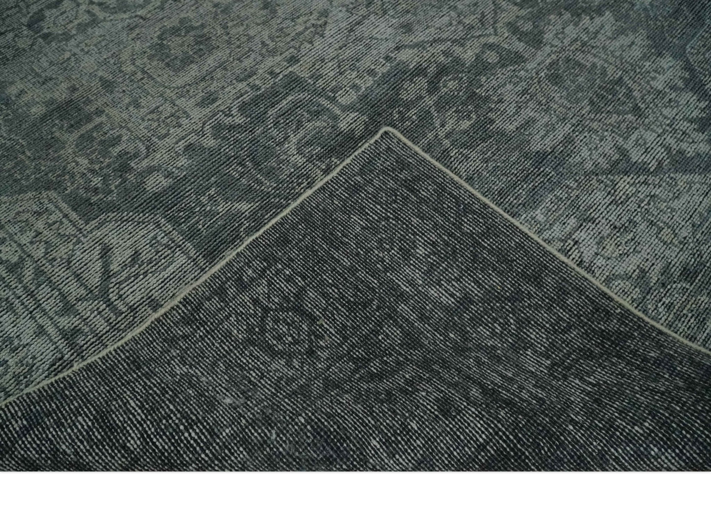 Antique Design Charcoal and Silver Traditional Medallion Custom Made wool Area Rug