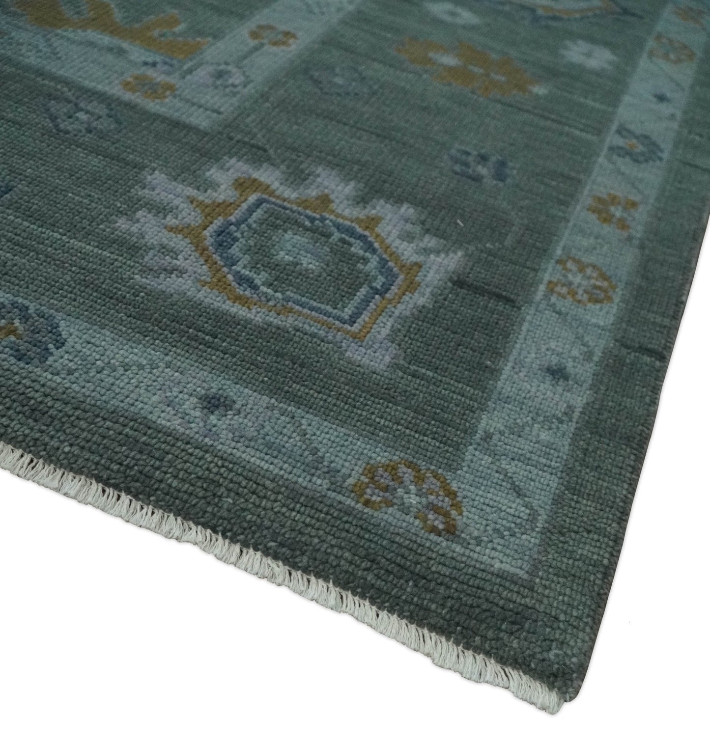 Antique Finish Gray Hand knotted Traditional Oushak Custom Made wool Area Rug