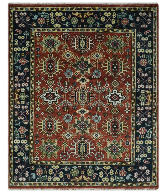 Antique Hand Knotted Brown and Blue Traditional Vintage Style Oushak Custom Made Wool Area Rug