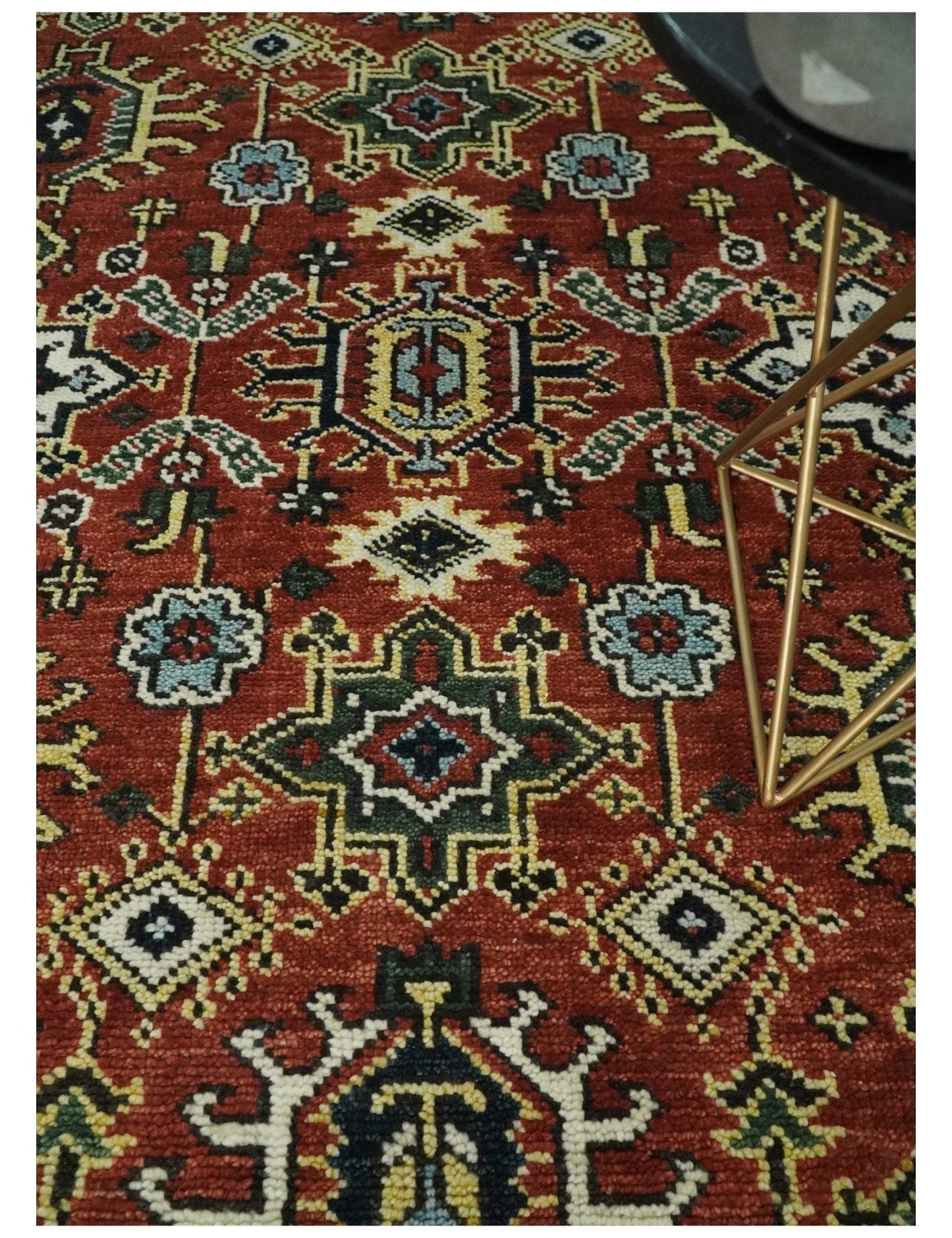 Antique Hand Knotted Brown and Blue Traditional Vintage Style Oushak Custom Made Wool Area Rug