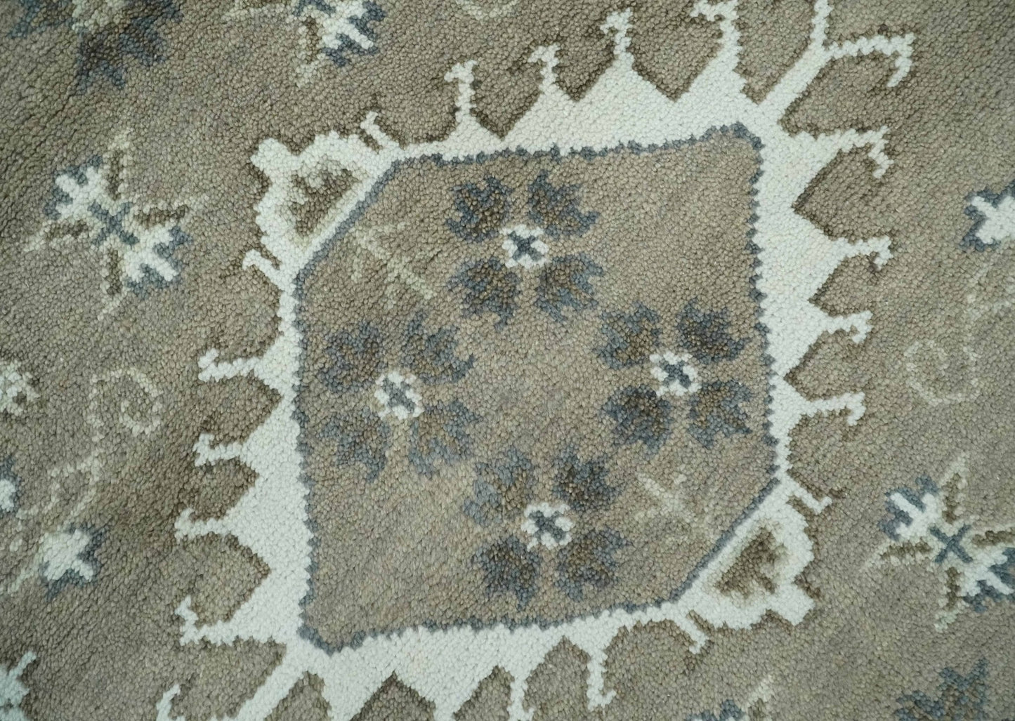 Antique look Grayish-Green and Ivory Hand Knotted Traditional Heriz Custom Made wool Area Rug