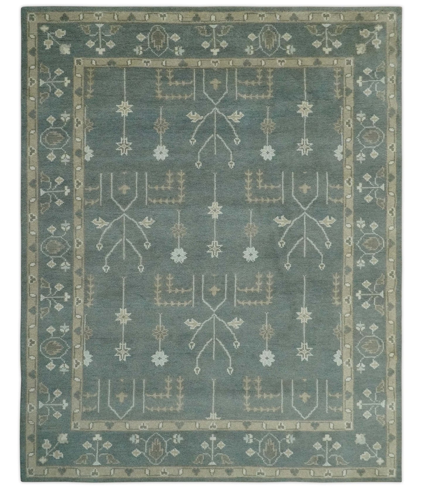 Antique Style Tree of life Gray, Beige and Silver Traditional Hand Knotted Custom Made wool Area Rug