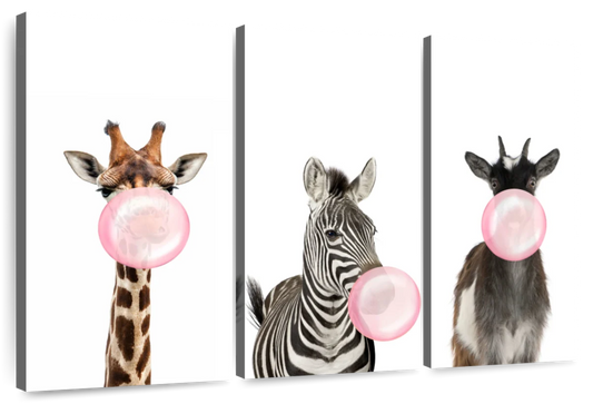 Bubble Gum Safari Animals Wall Art