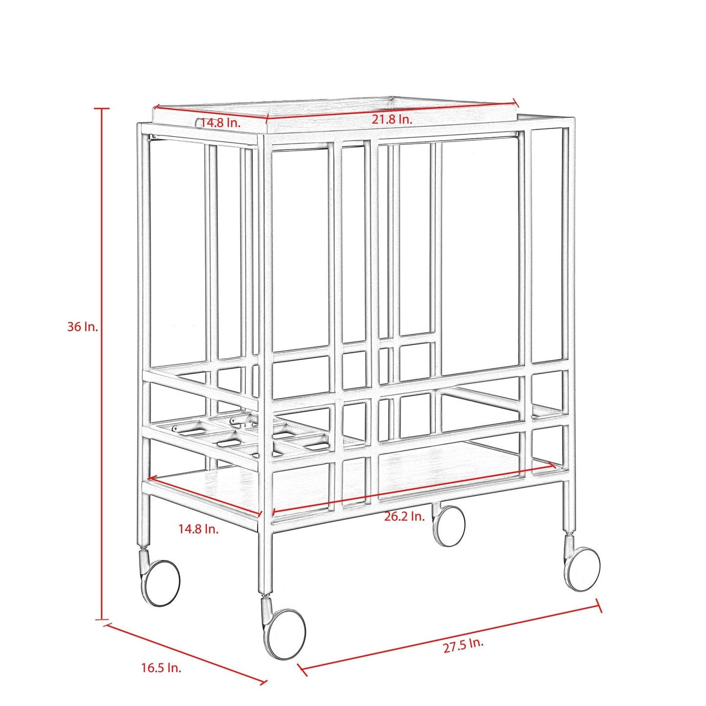 Ron Bar Cart Serving Tray