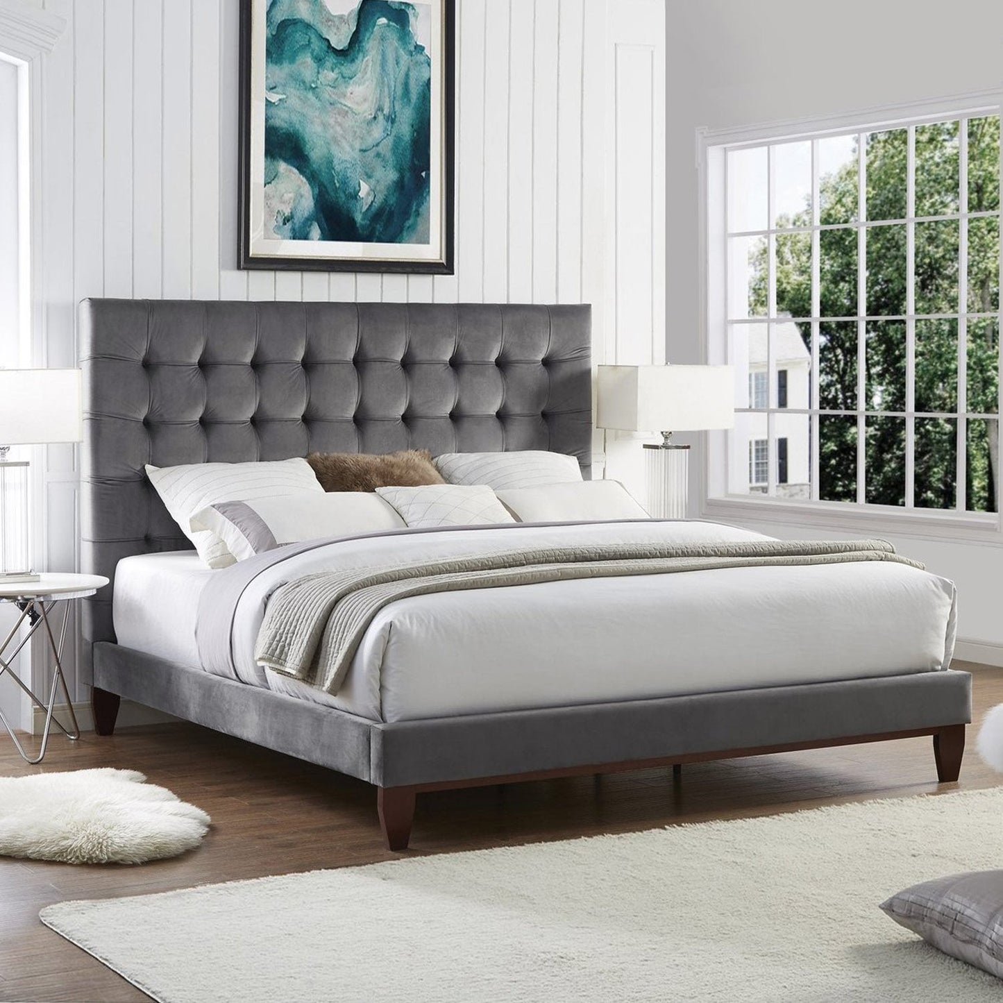 Bond Velvet Button Tufted Bedframe