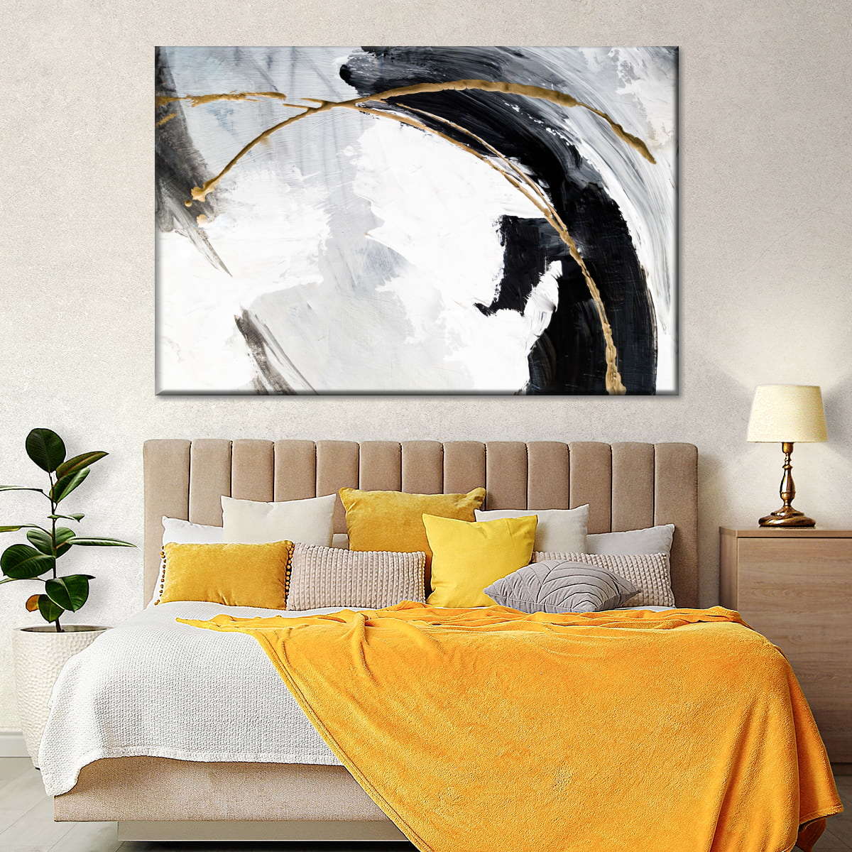 Black White And Gold Abstract Wall Art