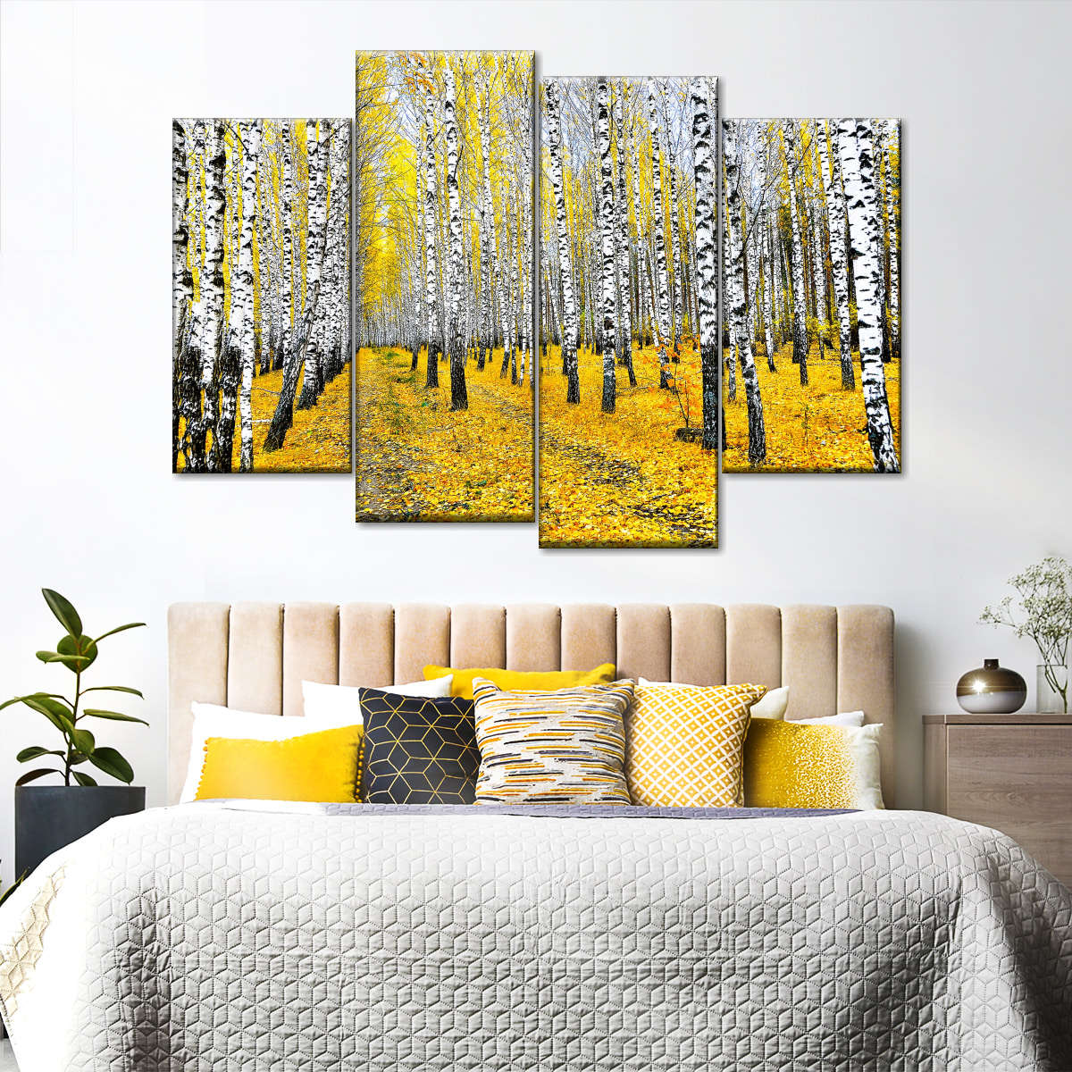 Autumn Birch Forest Trees Wall Art