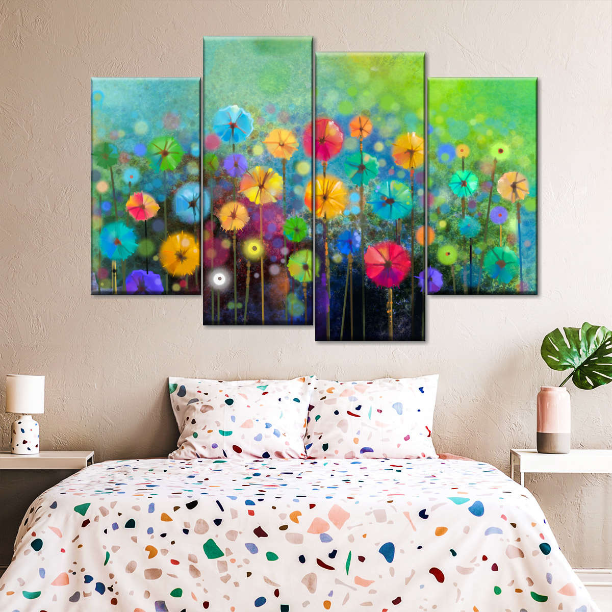 Rainbow Flowers Wall Art