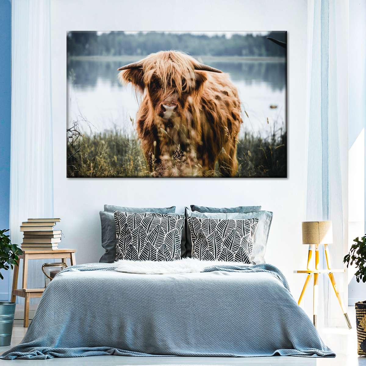 Lakeside Highland Cow Wall Art