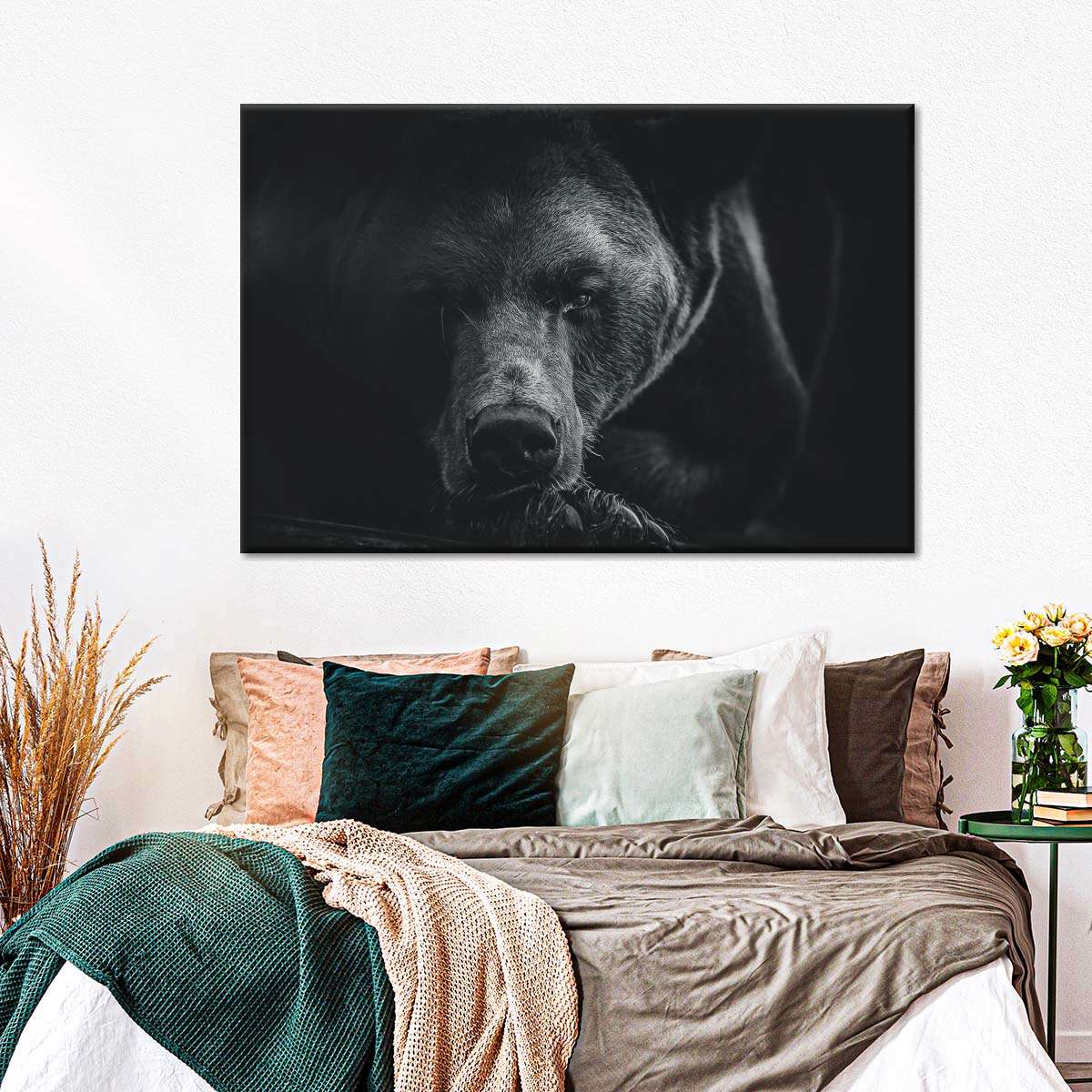 Monochrome Brown Bear Wall Art