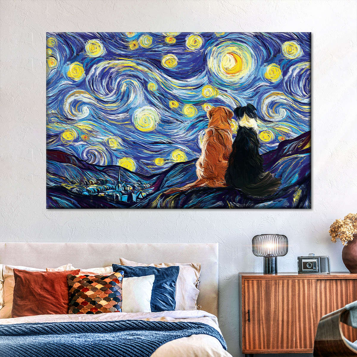 Dogs Journey Starry Night Wall Art