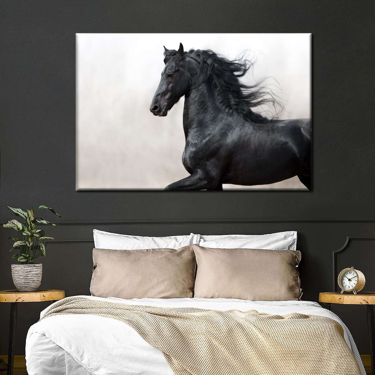 Black Friesian Horse Wall Art