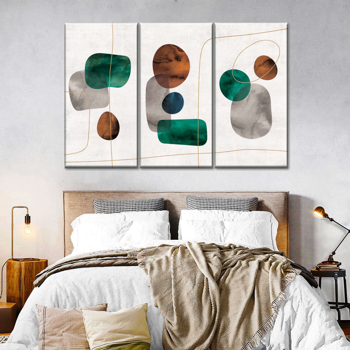 Emerald And Amber Shapes Wall Art