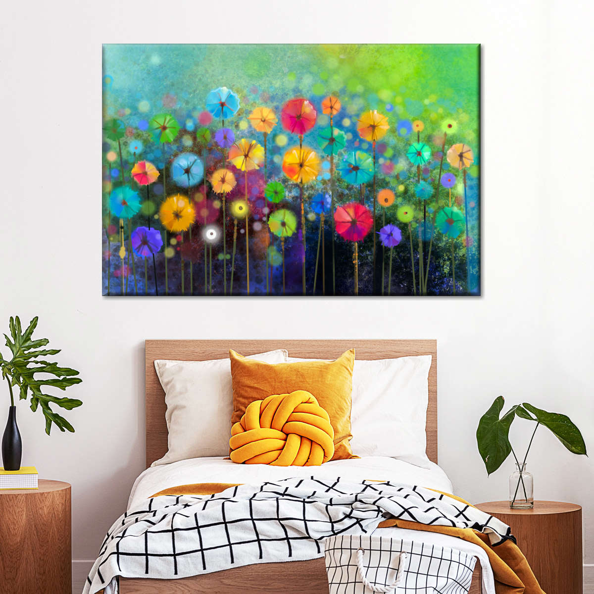 Rainbow Flowers Wall Art