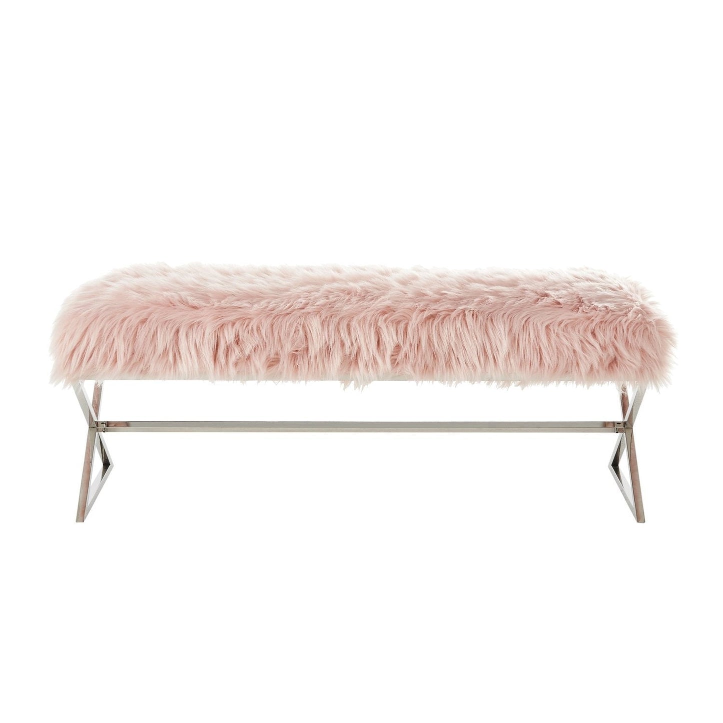 Aurora Faux Fur X-Leg Bench