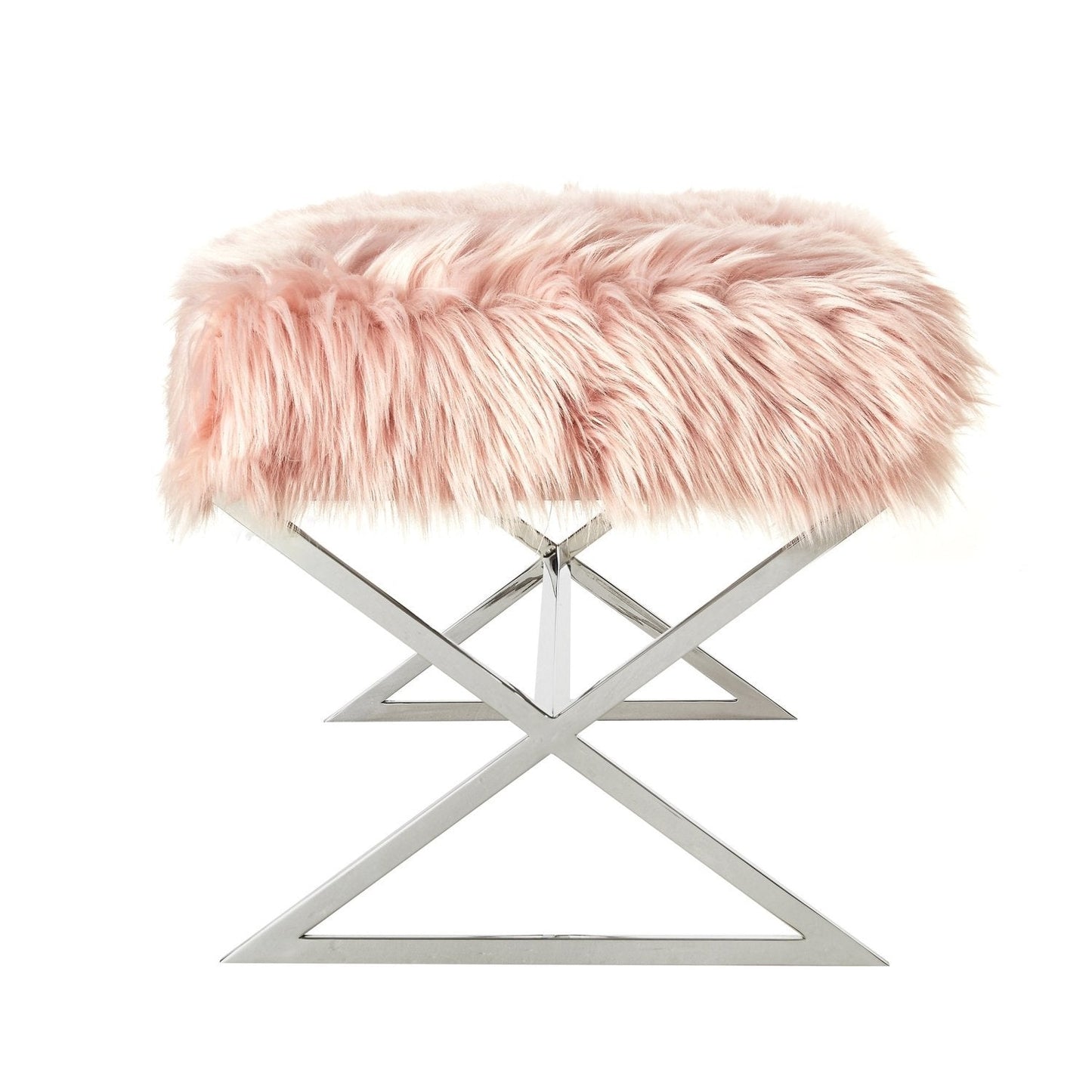 Aurora Faux Fur X-Leg Bench