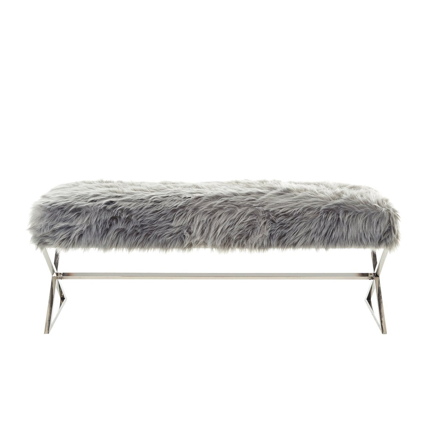 Aurora Faux Fur X-Leg Bench