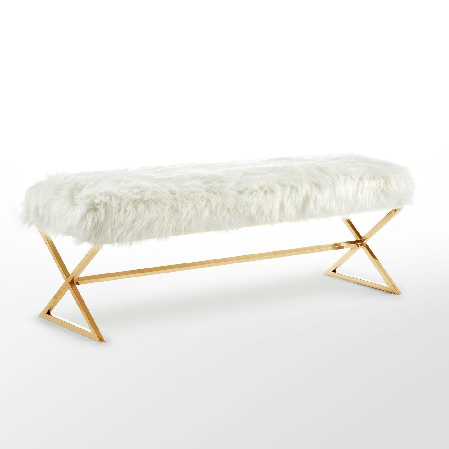 Aurora Faux Fur X-Leg Bench