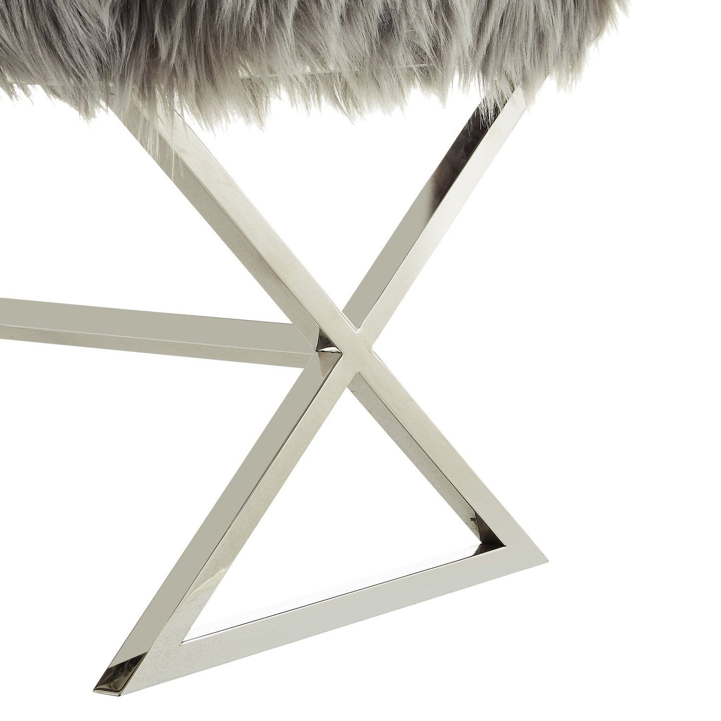 Aurora Faux Fur X-Leg Bench