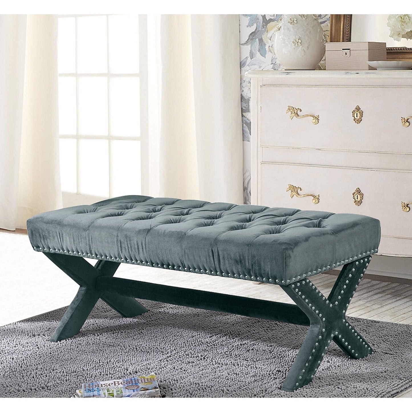 Louis Velvet X-Leg Bench