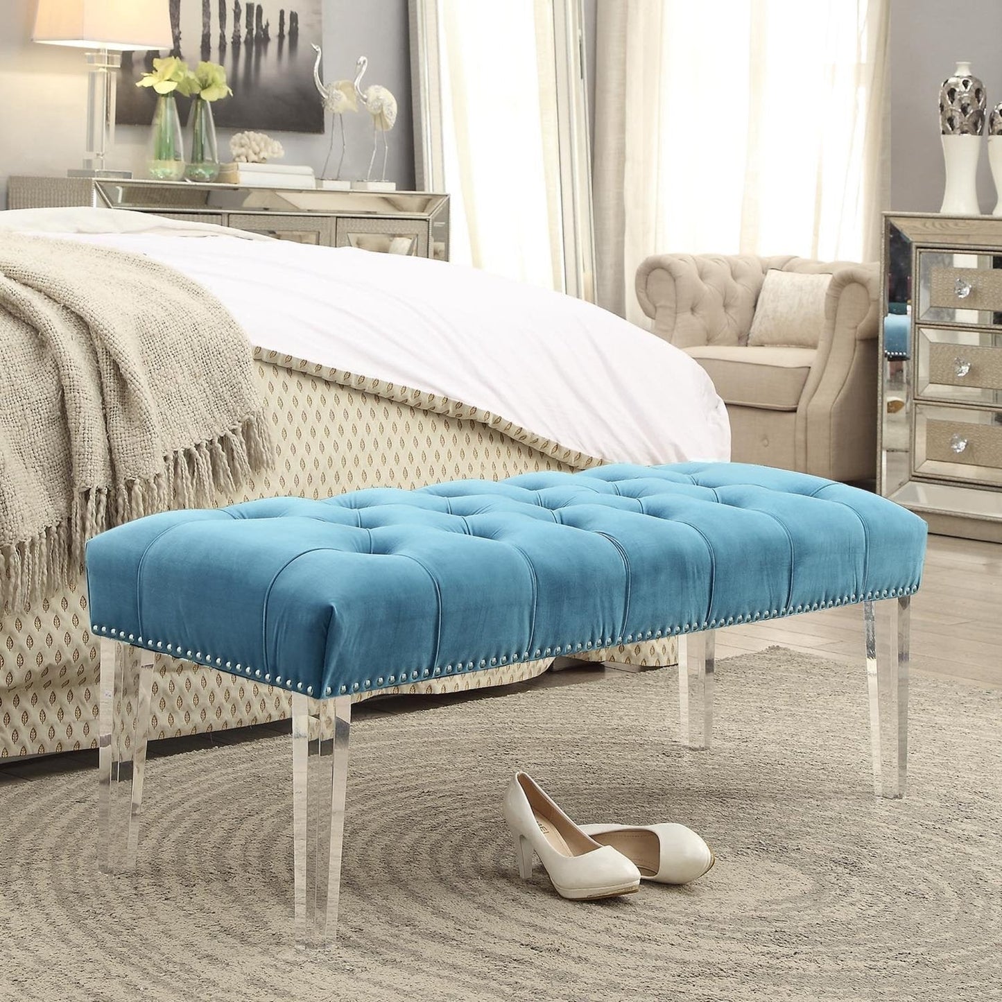 Victoria Velvet Tufted Bench