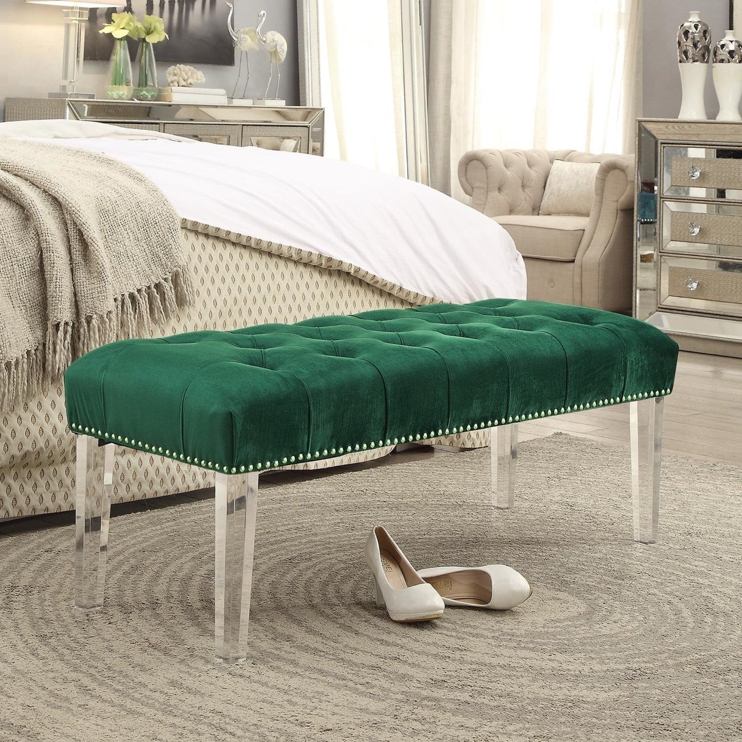 Victoria Velvet Tufted Bench