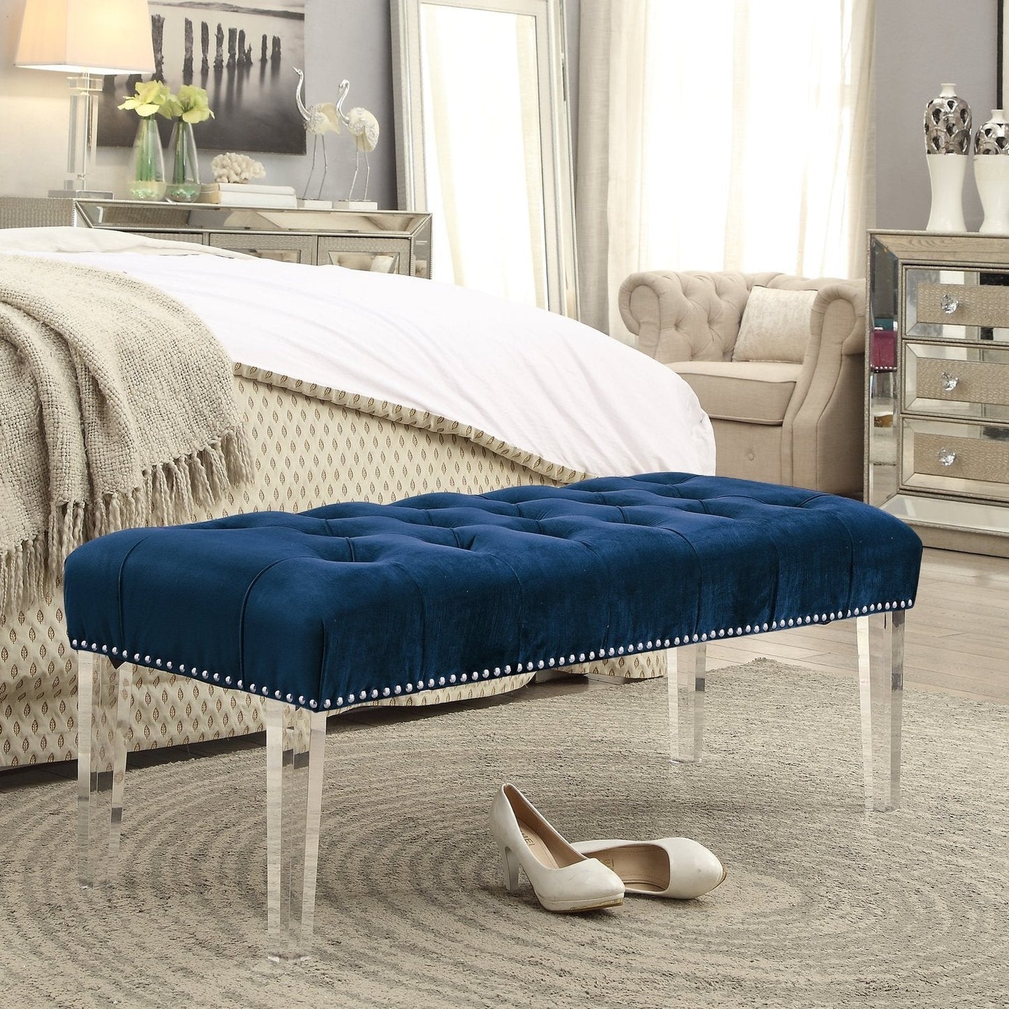 Victoria Velvet Tufted Bench