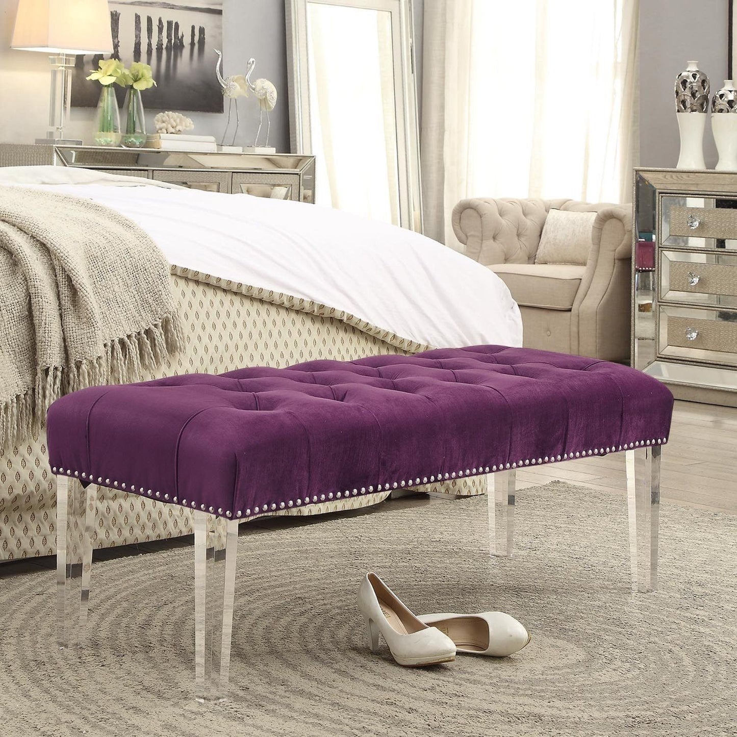 Victoria Velvet Tufted Bench