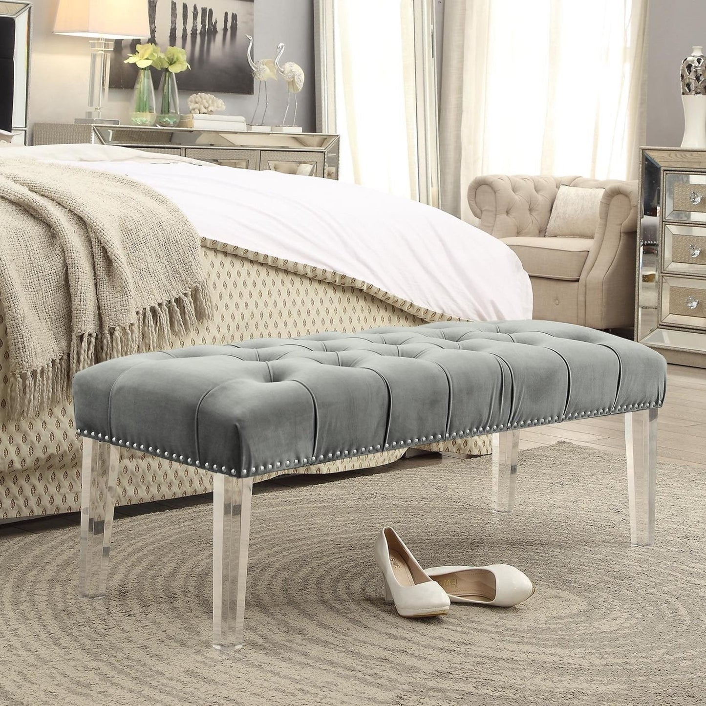 Victoria Velvet Tufted Bench