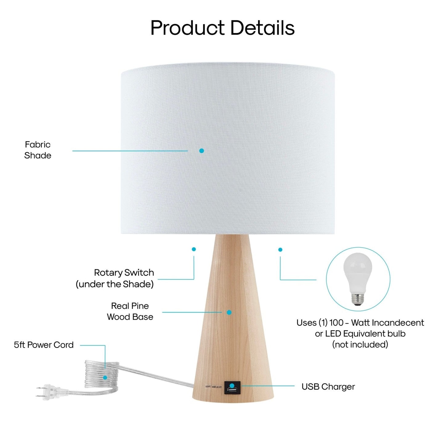 Maylee Table Lamp with USB Port