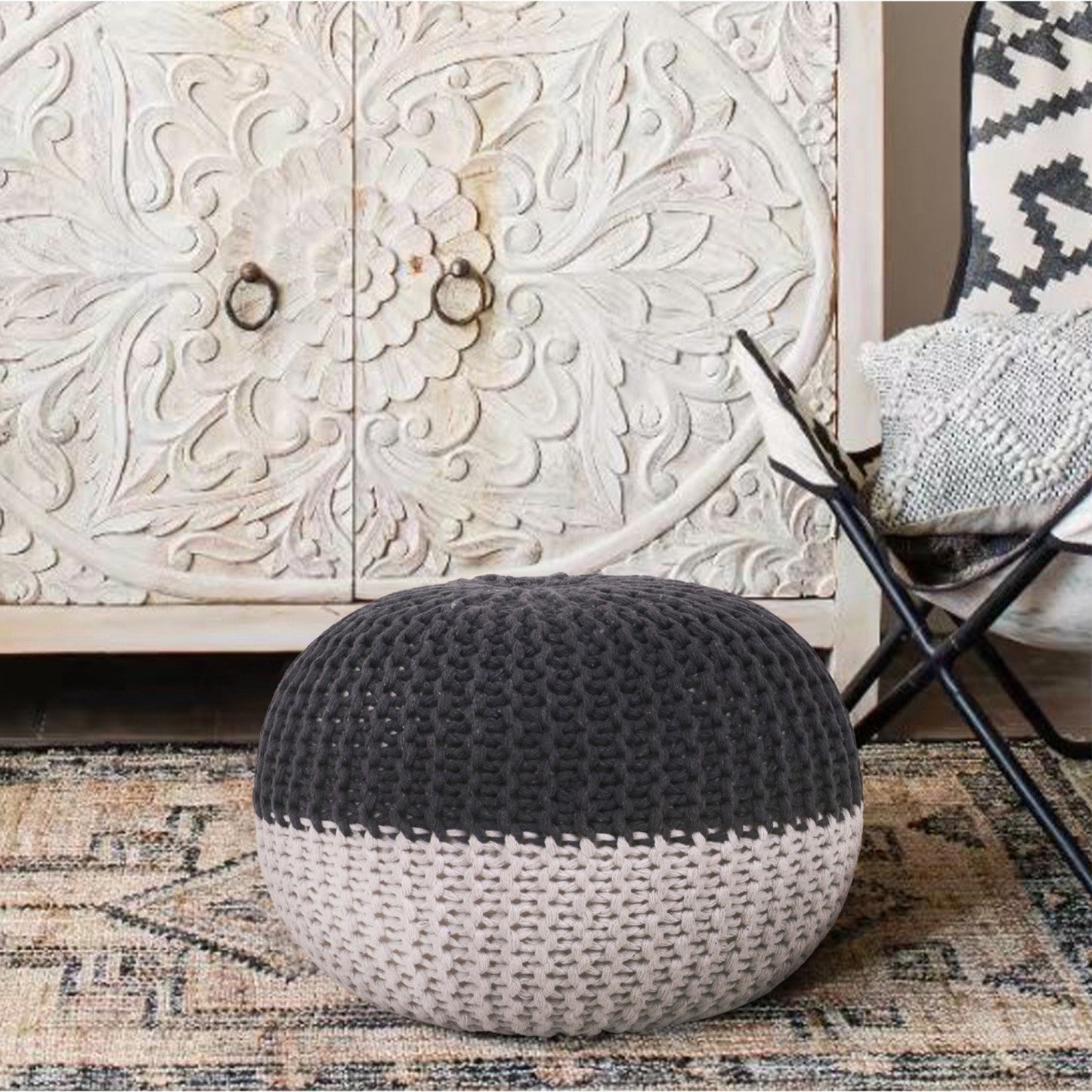 Mylah Hand Knitted Pouf