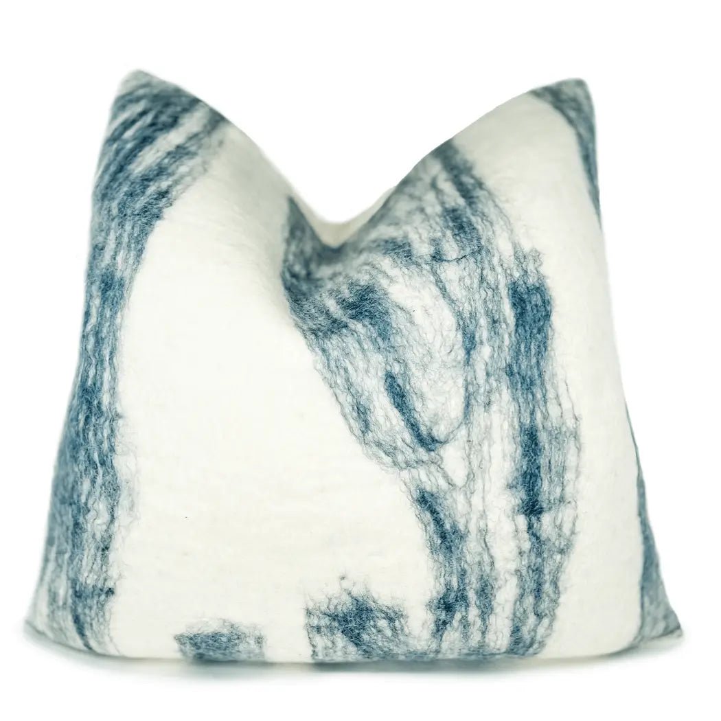 Blue & Ivory Wool Accent Pillow