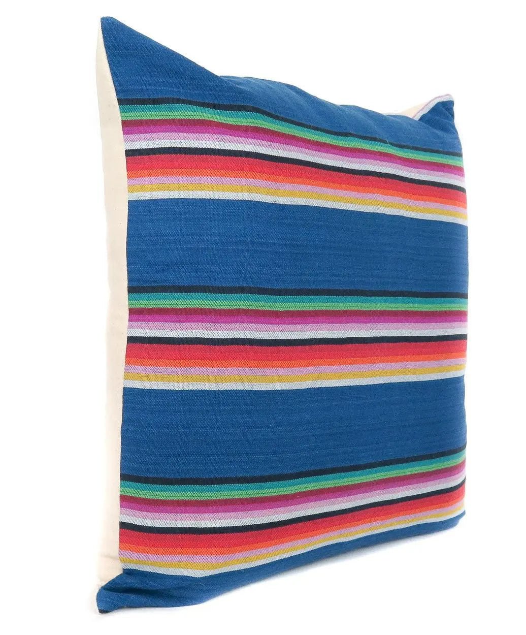 Rainbow Blue Striped Accent Throw Pillow