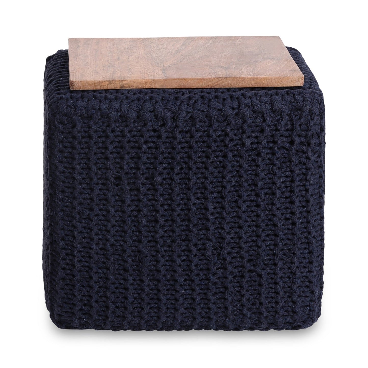 Amayah Pouf with Wooden Tray