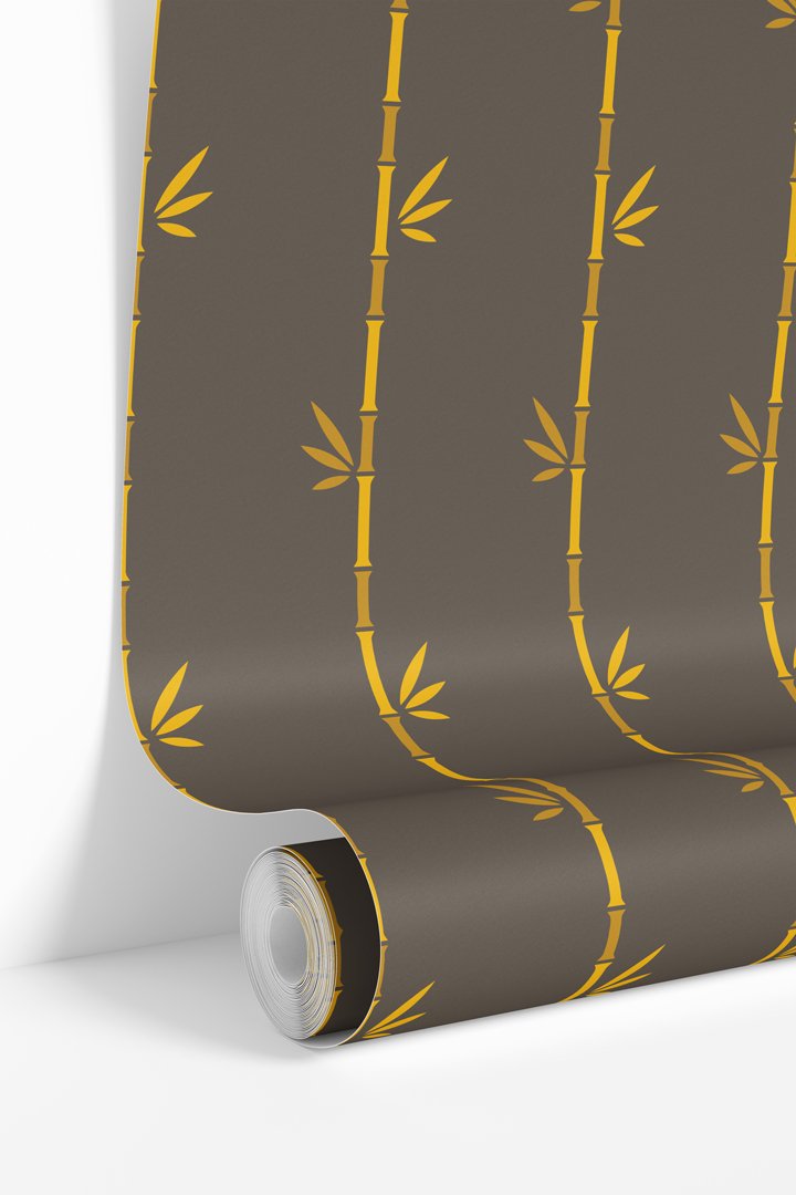 Brown and Gold Bamboo Wallpaper